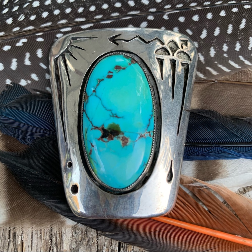 Vintage Allen Pooyouma Hopi Shadow Box Bolo Tie Shield